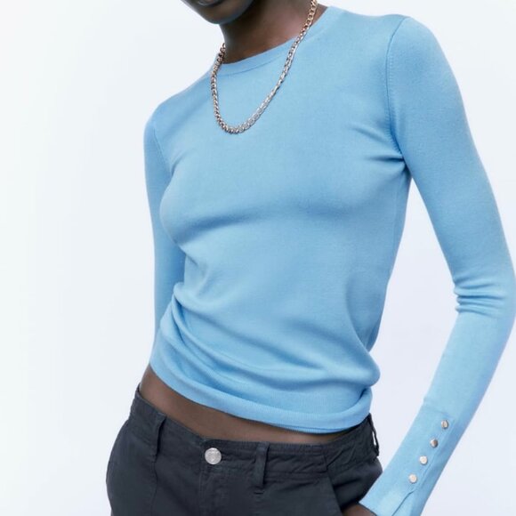 Zara Basic Knit Sweater Blue - Picture 1 of 6
